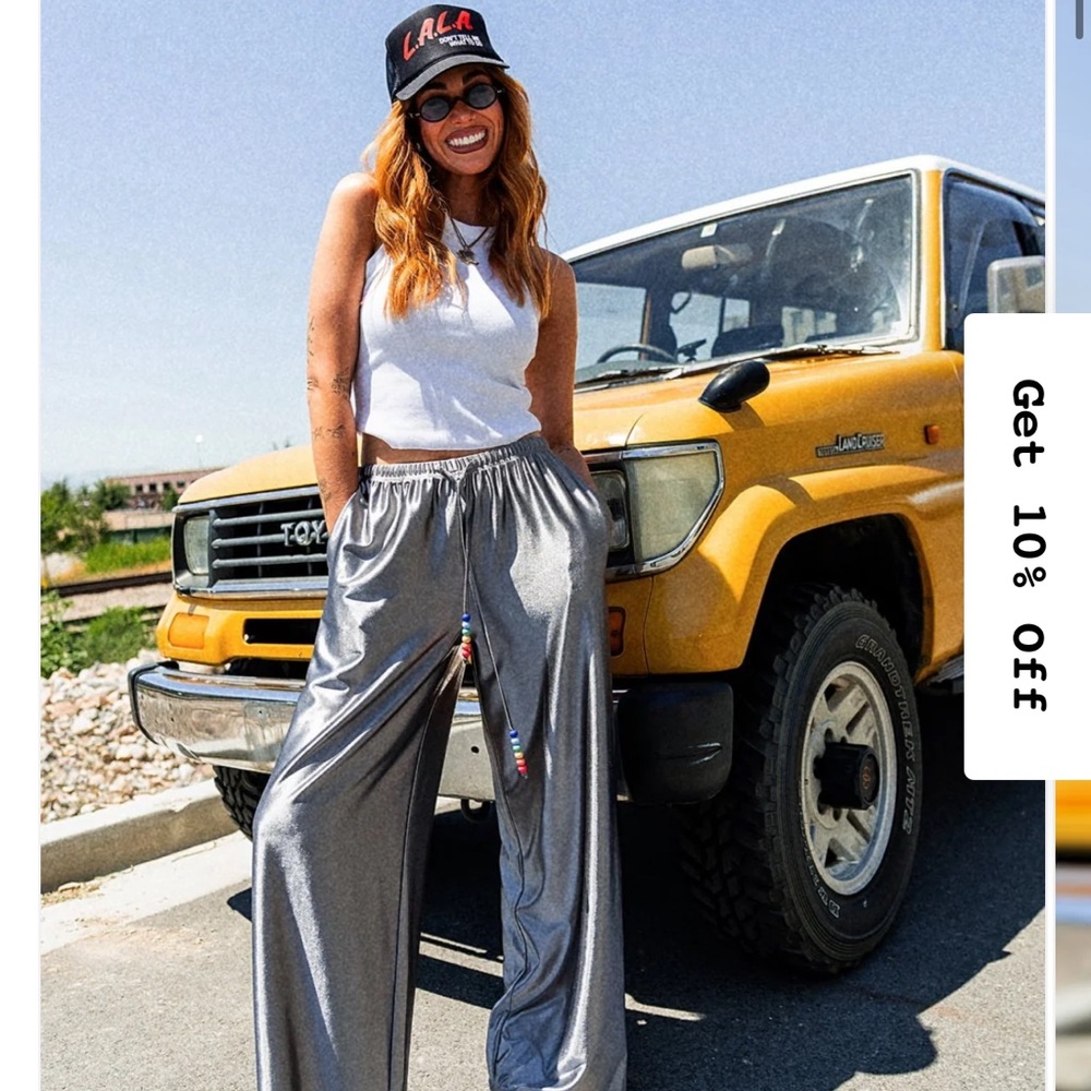 DRESSED IN LALA PHONE HOME METALLIC PANTS SIZE S/M SAMPLE